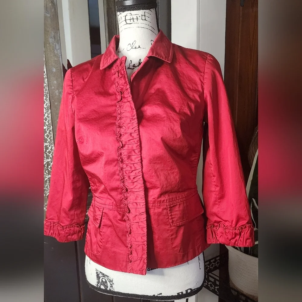 Talbots Red Ruffled Blazer - Picture 1 of 7